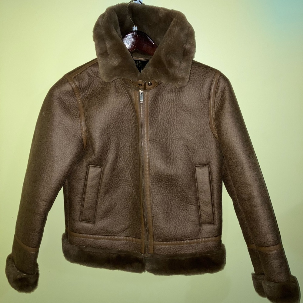 House of Harlow 1960 faux suede fur lined aviator bomber jacket coat XS NWOT - Picture 5 of 10